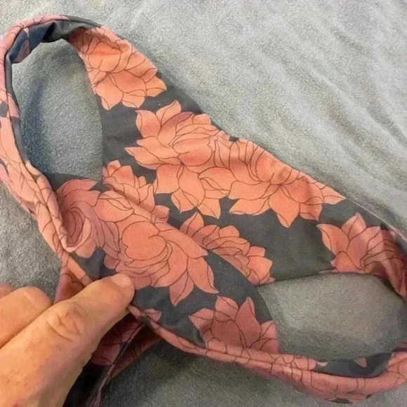 Blue and mauve floral bikini bathing suit bottom extra small reversible cheeky - Picture 6 of 9